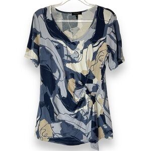 Rag & Bone Shirt Womens Blue Tan Abstract Print Shortsleeve Tee Size Medium NWOT